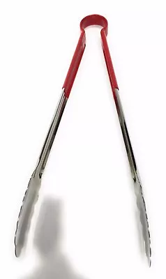 12  Stainless Steel Red Handle Kitchen Serving Tongs  • $6.25