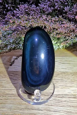 Rainbow Obsidian Crystal Palmstone 108g Free Holder  • £22