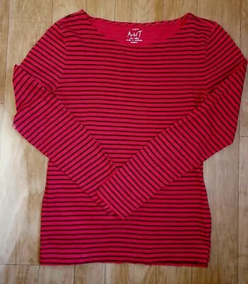 J.CREW Striped Artist Tee Top Womens Size M Red Long Sleeve  • $9