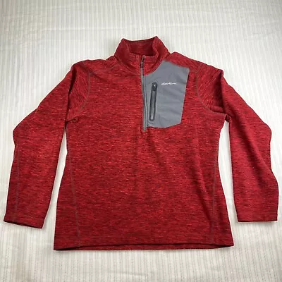 Eddie Bauer First Ascent Mens Red Burgundy Quarterzip Zip Fleece Pullover Size M • $12.99