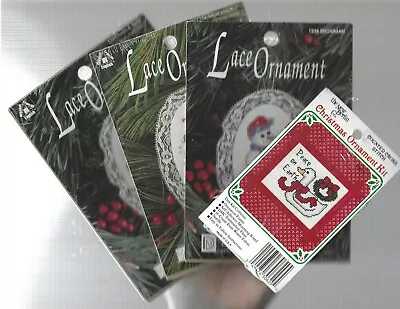 4 CHRISTMAS ORNAMENT KITS--Goose-Snowman--Angel--Santa--Counted Cross Stitch KIT • $12