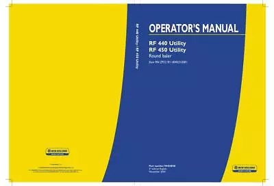New Holland RF 440 Utility RF 450 Utility Round Baler Operators Manual PDF/USB • $80.33