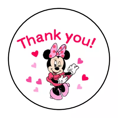 30 Thank You Minnie Mouse Stickers Envelope Seals Labels 1.5  Round Custom Made • $2.64