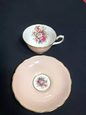 Vintage Hammersley Bone China Peach Cup & Saucer W/ Floral Pattern Signed Howard • £36.16
