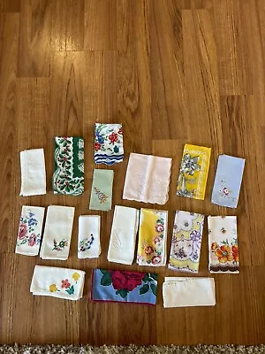17 Vintage Hankies Lot Handkerchiefs Scalloped Decorative Edges • $9.99
