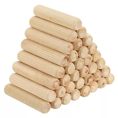 3/8 X2  Wood Dowel Pins60 Pack Fluted Wooden Dowel Pin Straight Groove Rods • $11.95