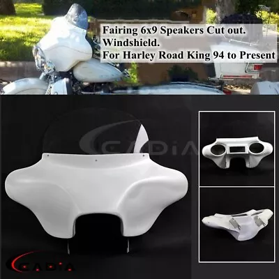 6x9 Speakers Cut Out Batwing Fairing Windshield For Harley Road King FLHR FLHRC • $490.34