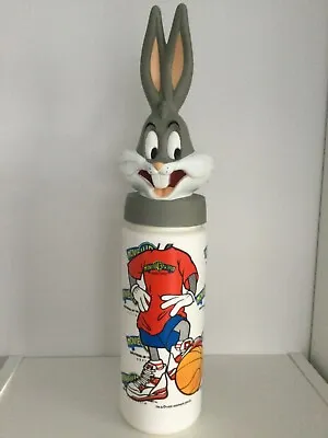 Vintage Bugs Bunny Movie World Large Plastic Drink Bottle With Straw - FREE POST • $34.95