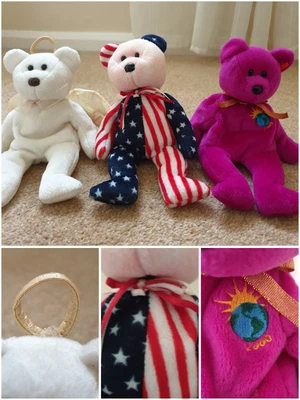 £10 • Buy TY Beanie Babies- Untagged Bear Bundle- | Millennium, Spangle & Halo |