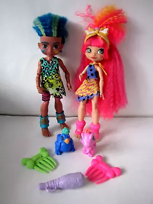 £9.99 • Buy Cave Club Slate & Emberly Dolls With Their Dinosaurs & Accesories Set