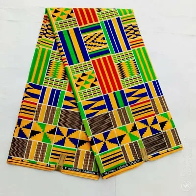 £5.50 • Buy African Kente Print Fabric Ethnic Ghanian Wax Bright & Colourful Per Yard