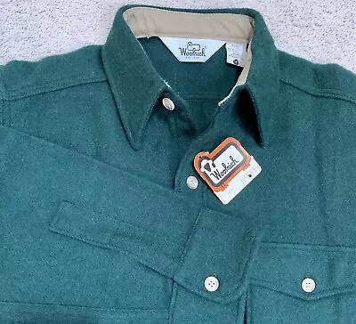 New W/Tags Vintage Woolrich Shirt Jacket Men's Large Green Wool Shacket NOS USA • $58.88