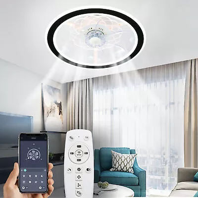 TCFUNDY LED Ceiling Fan With Light APP Remote Control Flush Mount Ceiling Fan • $69.99