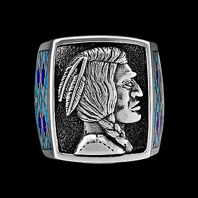 Size 12 - James Fraser Indian Head Nickel Ring Turquoise And Lapis Lazuli • $94.50