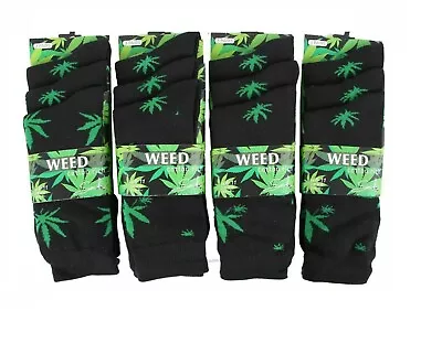 6 Pairs Men Ganja Weed Leaf Print Cannabis Marijuana Design Cotton Socks UK 6-11 • £7.83