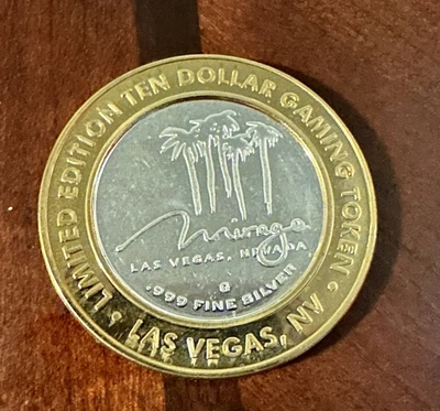 $35 • Buy .999 Fine Silver $10 Gaming Token Coin Mirage 2004 Las Vegas Slots Limited