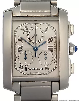 Cartier Tank Francaise 2303 Ladies Chronograph Date Swiss SS Running Wrist Watch • $660