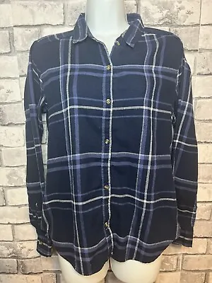 Hollister Shirt Womens Size Small Navy Blue Boyfriend Check Lumberjack Plaid • £7.50