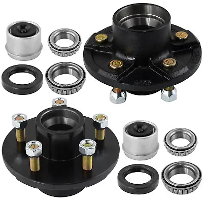 2 Pack Trailer Axle Kits With 5 On 4.5  Bolt Idler Hub Fit Round Bt8 Spindle • $53.92