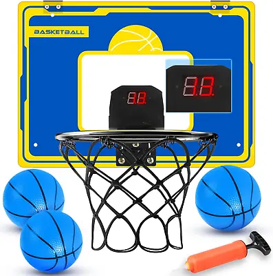Indoor Basketball Hoop For Kids Over The Door Mini Basketball Hoop  With 3 Ball • $29.02