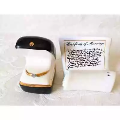 Arcadia Vintage 80s Mini Salt & Pepper Shakers Engagement Ring Marriage Wedding  • $45