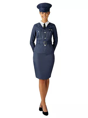 Ladies Womens RAF Girl Costume Air Force Aviator Pilot Hen Fancy Dress Outfit • £15.09