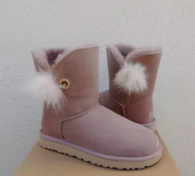 Ugg Dusk Irina Bling Bailey Pom Suede/ Sheepskin Boots Women Us 11/ Eur 42 ~nib • $139.95