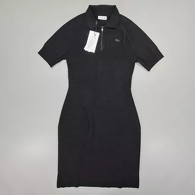 Lacoste Womens Dress Black 44 Large Zip Front Knit Short Length EF9581 • £69.99