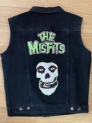 Misfits Embroidered Black Vest Medium Size: New True To Size Mid-wash Denim. • $89