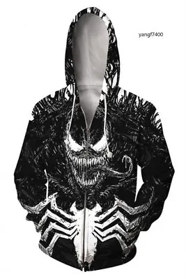 Venom Cosplay Hoodies 3D Print Sweatshirt Jacket Coat Top Black Unsex Hoodie New • $24.63