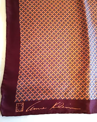 Vintage Anne Klein Silk Scarf Burgundy 21 Inch • $14