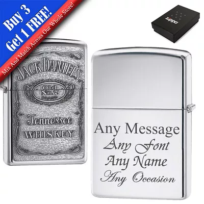 Personalised Engraved Polished Chrome Jack Daniels Zippo Official Zippo Lighter • £81.95