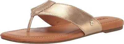 Ugg Carey Flip Gold Metallic Womens Leather Flip Flops Sandals • $85.99