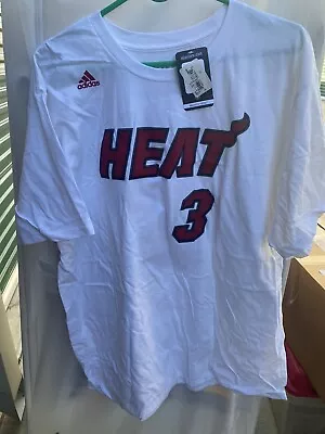 NWT #3 Dwyane Wade Miami Heat T-shirt Jersey Mens XL Adidas 305 Wade County NBA • $34