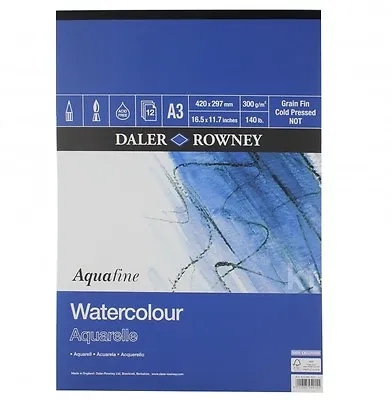 Daler Rowney Aquafine Watercolour 300gsm Gummed Pad A3 • £19.95