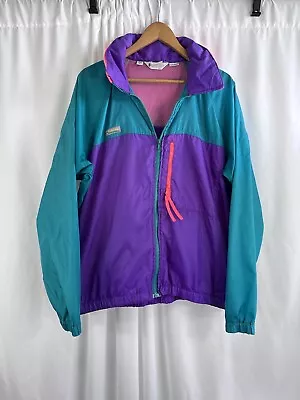 Vintage Columbia Radial Sleeve Jacket Windbreaker 90s Zip Mens Large Colorblock • $29.99