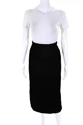 J Crew Womens Velvet Double Slit Elastic Waist Midi Skirt Black Size S Tall • $42.69