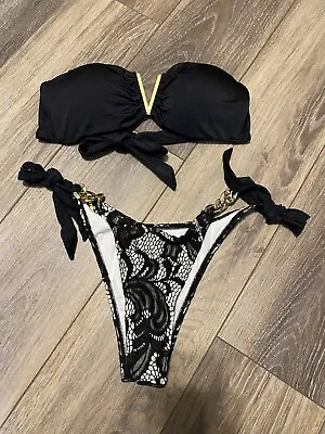 Victoria Secret Gold V Bandeau Top W/ Gold Shein Lace Bottom (￼See Descrip) Sexy • £29.18