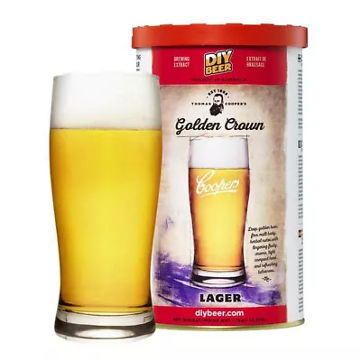 Thomas Coopers Golden Crown Lager Home Brew Craft Beer Recipe Kit • $34.99