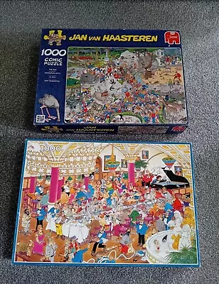 2 X 1000 Piece Jan Van Haasteren Puzzles - Both Complete. The Zoo & The Wedding • £1.70