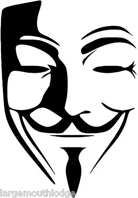 Black Anonymous Anon Mask V For Vendetta  Vinyl Decal Sticker Car Truck Laptop  • $3.99