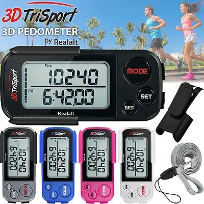 3DTriSport Supreme Quality Walking 3D Pedometer By Realalt With Clip And Strap • $24.99