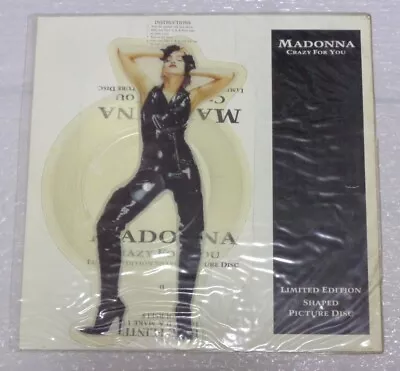 MADONNA - CRAZY FOR YOU Sire W0008P 1991 SHAPED PICTURE VINYL 7'' W/PLINTH • $44.95