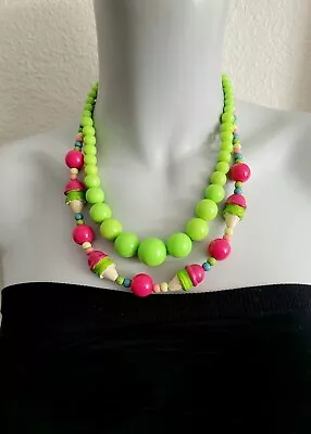 Fun Colors Lot Vtg Mod Lucite Beaded Necklaces Lime Green & Ice Cream Beads • $21.40