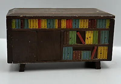 Mid-Century Modern Tilso Japan Wooden Music Box Miniature Furniture Bookcase • $22