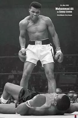 Muhammad Ali LISTON KNOCKOUT (1965) Historic Black-and-White Boxing 24x36 POSTER • $12.74