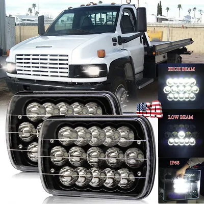 Pair 7x6 5x7'' Led Headlights Hi/Lo Halo For GMC TopKick C6500 C5500 C4500 Truck • $38.25