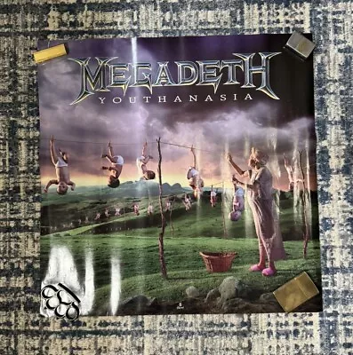 Vintage 1994 Megadeth Youthanasia Poster 24x24 Capitol Records Thrash Metal Band • $40