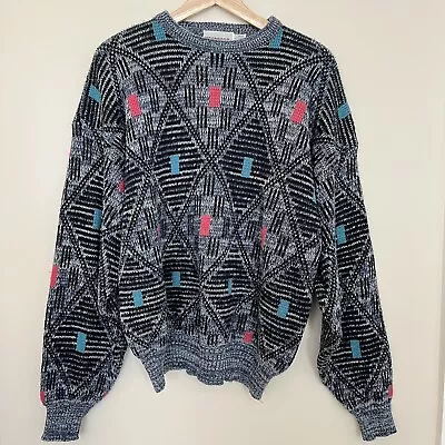 VTG McGregor Sweater Mens Large Geometric 90s 80s Cosby USA Hip Hop Grandpa Dad • $29.99