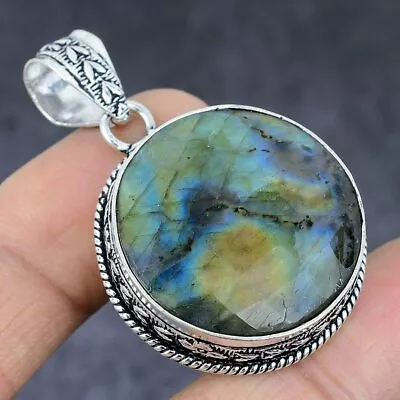 Natural Labradorite Gemstone Handmade 925 Sterling Silver Pendant 1.89  V922 • $9.99